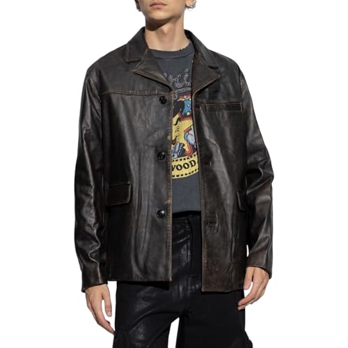 Veste en cuir de vachette idéale contre le vent style rétro - 2