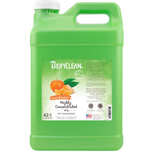 TropiClean Sweet Mandarin High Concentrate Shampoo for Pets, 2.5 gal - Made in USA
