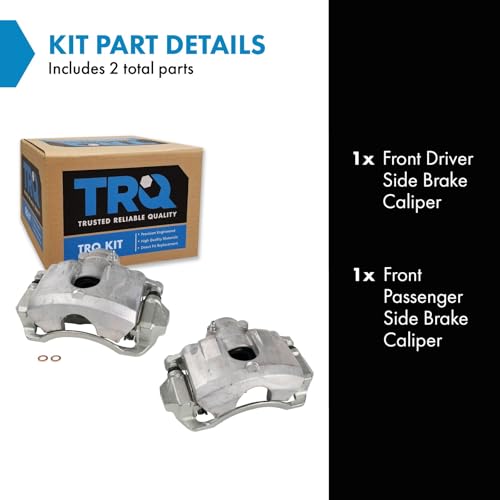 Image of TRQ Front Driver and Passenger Side Brake Caliper Set Caliper Brackets Hardware Compatible with 08-11 Ford Focus