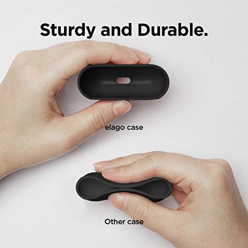 Elago Liquid Silicone Case Compatible With Airpods Pro Case Cover - Triple Layer Protection, Safeguard Design, Supports Wireless Charging, Visible Led Light [Matte Black] #TOP3