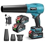 Yofidra Leaf Blower Cordless, Upgraded Brushless Turbine 33000RPM 300m/s, 2x3.0Ah Batteries & Charger, 3-Speed & 4 Nozzles, Electric Garden Blower for Garden/Patio Cleaning, Lawn Care & Snow Removal