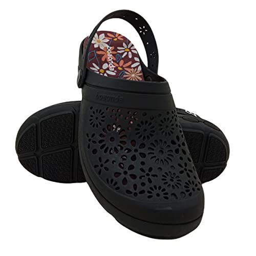 Babuche Clog Boaonda Nellie - 1317 Original Macio Ortopédica Cor:Preto-Floral;Tamanho:36;Genero:Femi