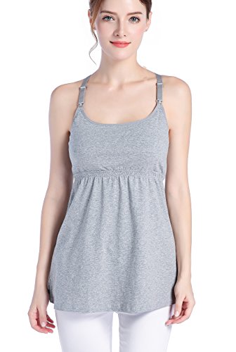 Suiek 3Pack Nursing Top Tank Cami Maternity Shirt Sleep Bra For Breastfeeding (Large, Black + Navy + Grey (3/Pack)) #TOP4