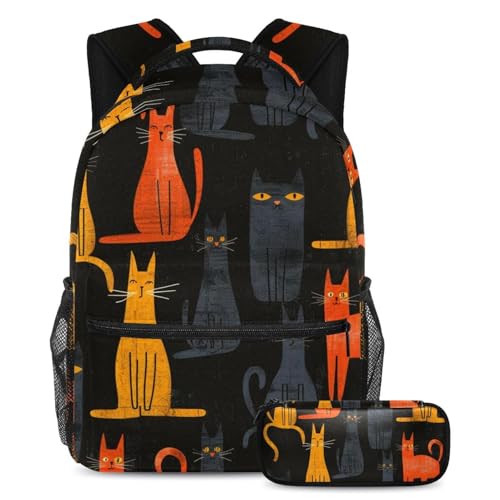 Sac à dos grande capacité chat abstrait pour adolescents