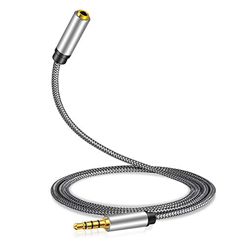 Male To Female Audio Cable 1.5Ft,Tan Qy Male To Female For Phone Headphone Conversion Cord 3.5Mm 4 Pole Audio Adapter For Tablet/Pc/ Ps4 And More (1.5Ft, Silver) #TOP1