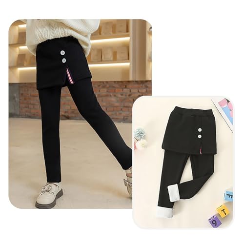 Girls Fleece Lined Leggings with Skirt Thermal Tight High Waist Stretch Winter Pants Christmas Halloween Warm Bottom2