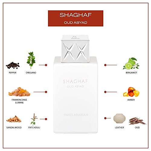 Swiss Arabian Shaghaf Oud Abyad - Luxury Products From Dubai - Lasting And Addictive Personal Edp Spray Fragrance - A Seductive, Signature Aroma - The Luxurious Scent Of Arabia - 2.5 Oz #TOP3