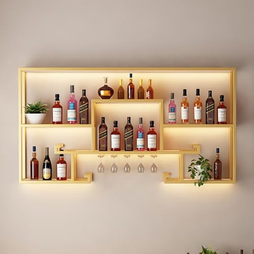 Casier à vin mural moderne doré 100cm avec éclairage LED
