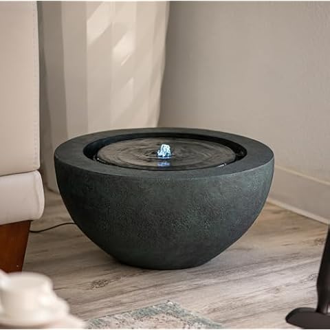 XBrand 19.8" Round Sphere Water Fountain w/LED Light Cover