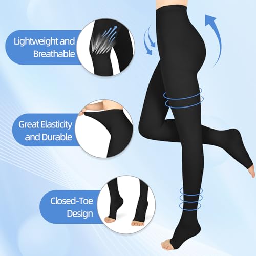 Image of Compression Pantyhose for Women & Men, Medical Graduated Compression Stockings, Compression Tights
