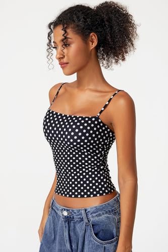 Image of QINSEN Women's Double Lined Basic Tank Top Adjustable Spaghetti Straps Sleeveless Camisole Shirts