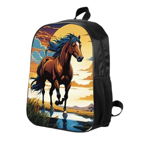 Horse Backpack 17 Inches Large Capacity Casual Daily Commuter Backpack2