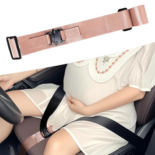 ThreeDokke Cinturon Embarazada Coche Homologado, Adaptador Cinturón Embarazada, Protege el Vientre para Mayor Comodidad y Seguridad de La Futura Madre (Rosa)