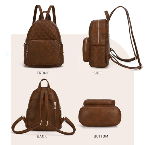 Image of Quilted Small Backpack for Women PU Leather Casual Handbag Daypack Purse | Stylish Quilted Design, water-resistant premium PU leather, matches all daily outfits, lightweight for everyday carry