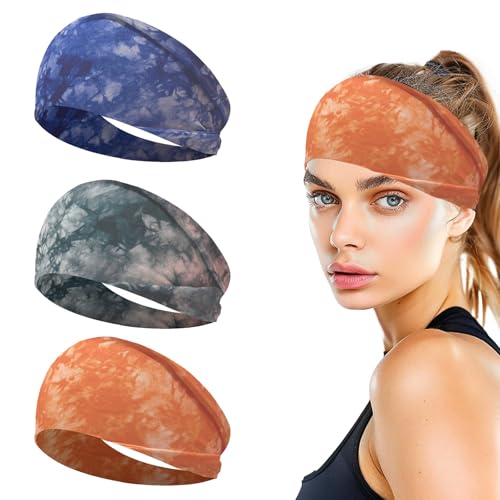 ZWWOGE 3 pezzi Fascia Sportiva per Uomo e Donne,Fascia Sudore Fronte,Fascia Elastica Bandana assorbente del sudore Fascia Antiscivolo Traspirante Unisex per Fitness, Jogging, Corsa, Ciclismo