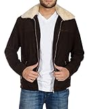 Mens Rick Grimes Jacket Walking S5 Dead Andrew Lincoln Sherpa Collar Brown Suede Leather Jacket Fur Collar Jacket Men