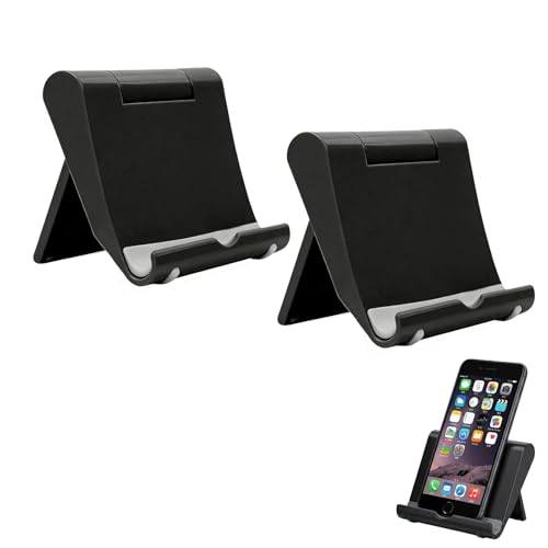 2 Piezas Soportes Movil Mesa Plegables, Soporte para Tablet de Escritorio Multiángulo, Phone Stand Compatible para iPhone 17/16/15/14/13/12 Pro Max, iPad, Huawei, Galaxy, E Reader, 4 a 7,9 Pulgadas