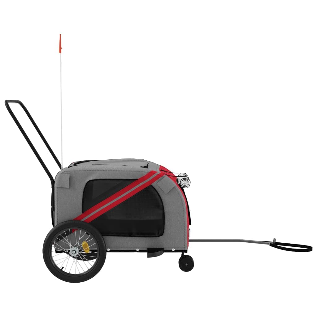 Muebles remolque de bicicleta para perros rojo y gris Oxford y hierro, muebles carro perro, carro para bicicleta, carrito de bicicleta, carro para perros, transportín perro bicicleta decoración