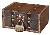Zbozzba Cofre del tesoro de madera con cerradura de combinación,Marrón Vintage