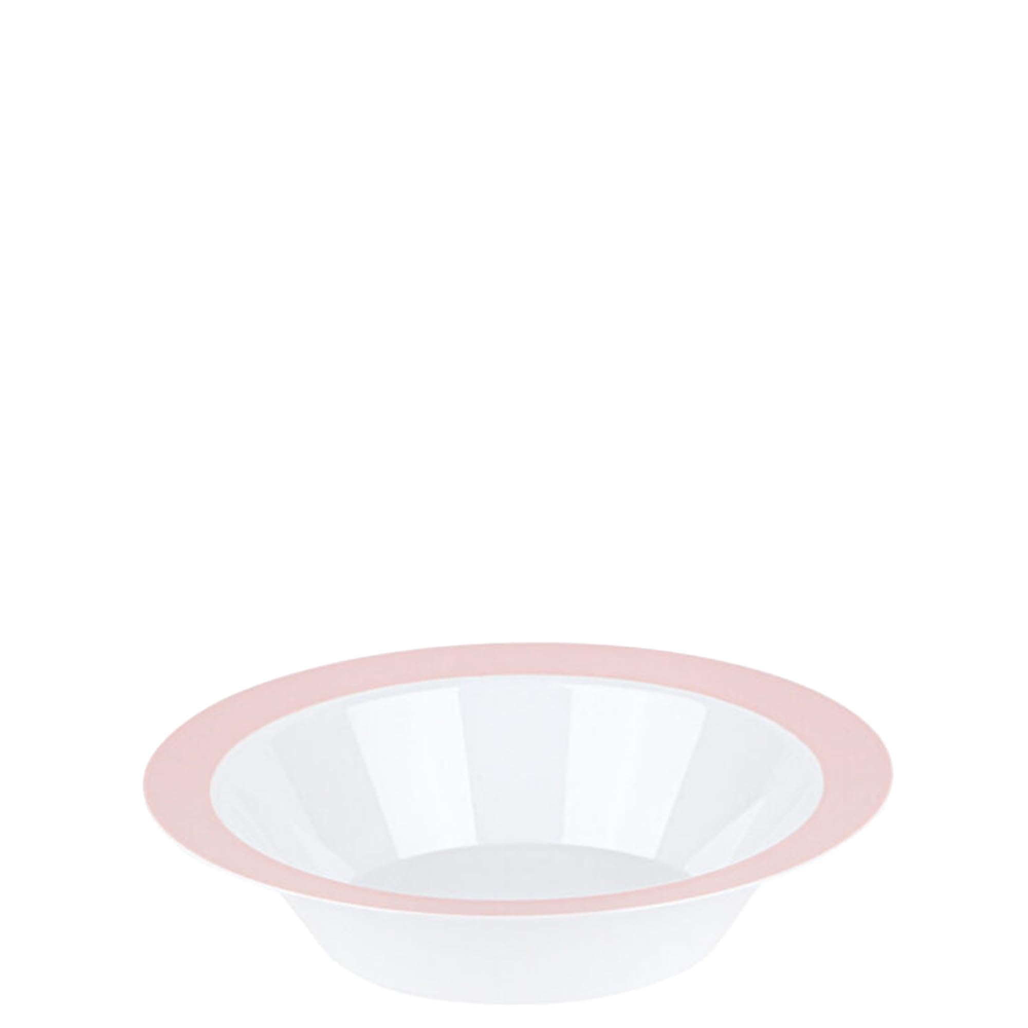 EcoQuality 14 oz White Plastic Round Bowls with Pink Rim - Disposable Plastic Soup Bowls, Heavy Duty Plastic Salad Bowls, Dessert Bowl for Baby Showers, Weddings, Birthday Party (100)