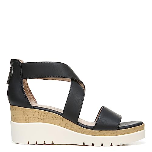 Soul Naturalizer Womens Goodtimes Crisscross Strappy Wedge Sandal , Black Smooth, 8 M #TOP2