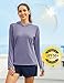 KEFITEVD Womens Long Sleeve Hooded Shirts UPF 50+ Sun Protection Hoodies Quick Dry Workout Tops Hiking Light Purple 2XL