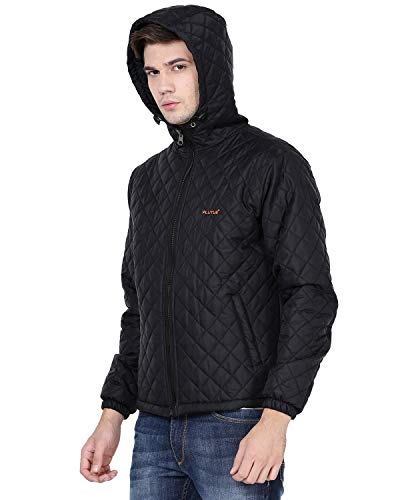 Image of Plutus Mens Solid Hooded Bomber Jacket