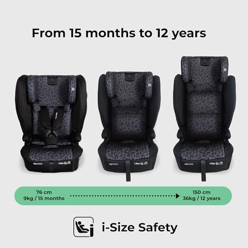 My Babiie MBCS80 Foldable Toddler to Booster R129 Child Car Seat - ISOFIX with Top Tether, Harness, 76-150cm (Approx. 9-36kg, 15 Months - 12 Years), i-Size, Group 1/2/3, Forward Facing - Black Leo - Image 4