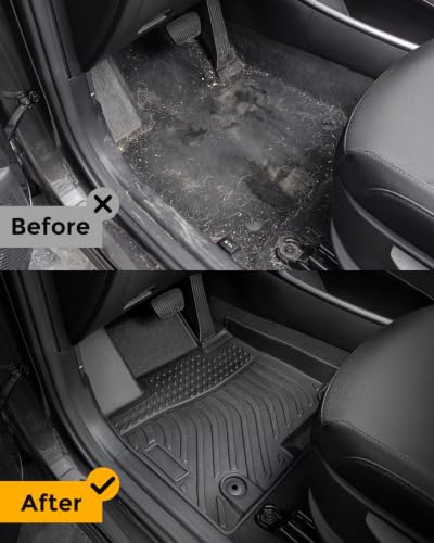 Image of Weather Liner Floor Mats Cargo Liner for Tahoe Yukon 2015-2020 6 /7 Seats | Built for Folded 3rd Row Seat TPE All Weather Odorless Easy-install Secure in Place Non-slip Surface Handle Heavy Rain Snow