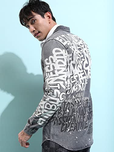 Image of Ketch Men Cotton Slim Fit Printed Full Sleeve Shirt