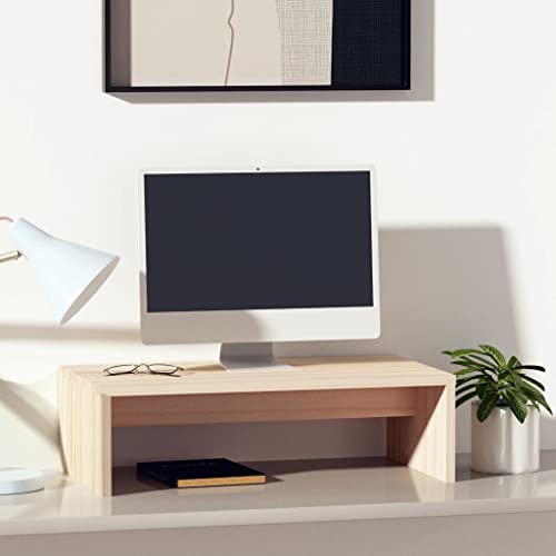Altezza e dimensioni ottimali Questo supporto per monitor con dimensioni di 50 x 27 x 15 cm (larghezza x profondità x altezza) solleva lo schermo di 15 cm per promuovere una postura più ergonomica. La robusta struttura in legno di pino massiccio supporta monitor fino a 20 kg e offre una soluzione durevole per il vostro spazio di lavoro o salotto.