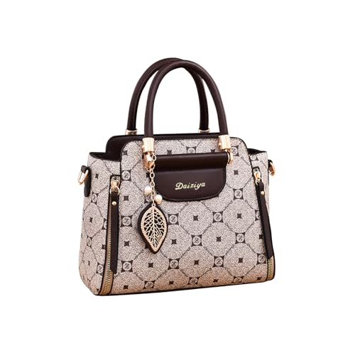 CORIOS Bolsa feminina elegante de couro PU bolsa tiracolo feminina bolsa mensageiro moderna bolsa de alça superior, cáqui e café, Large