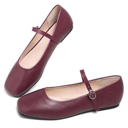Image of LUXINYU Women's Slip on Flats,Classy Round Toe Solid Classic Mary Jane Ballet Dance Shoes Soft Comfortable PU Flat Shoes