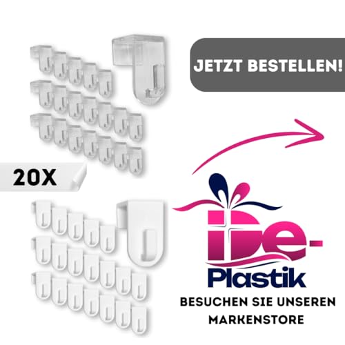 Fensterhaken | Dekohaken - Aufhänger | Transparent | 20er-Set | Für Fenster bis maximal 17 mm Falzmaß geeignet | Optimal für Ihre Fensterdeko | 35 x 20 mm