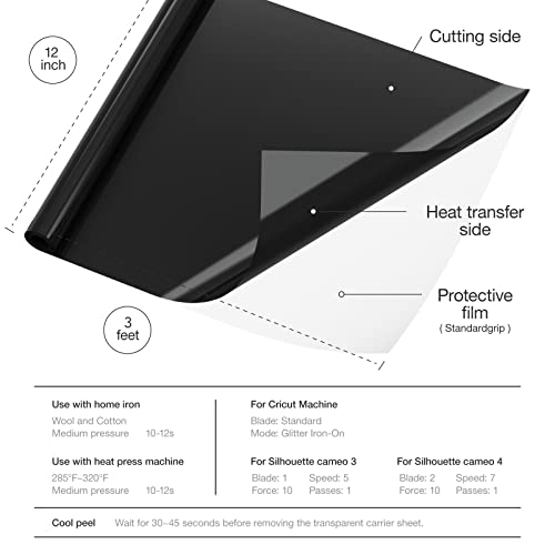 Xinart Black Iron On Vinyl Roll 12"X3Ft Heat Transfer Vinyl For Shirts, Black Htv Vinyl Iron On Vinyl Easy To Cut & Weed For Heat Vinyl Projects-X3002… #TOP5