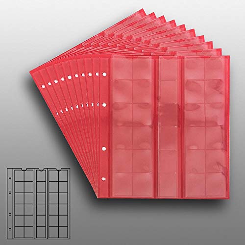 10 Numismatic Prophila Coin Sheets, 30 Pockets up to 25 mm Ø, e.g. 5 DM, 2 DM
