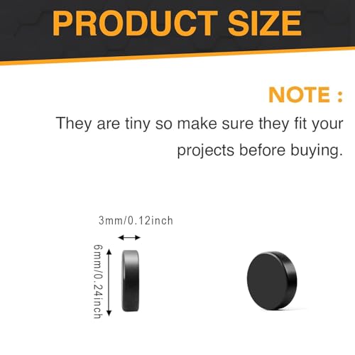 Image of TRYMAG Small Neodymium Magnets, 300Pcs Refrigerator Magnet 6x3mm Black | Round Rare Earth Multi-Use Tiny Magnets for 3D Printing, Office,Whiteboard, Crafts, School