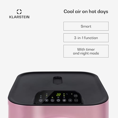 Klarstein Kraftwerk Smart – klimatyzator mobilny, 3 w 1: chłodzenie, osuszanie, wentylacja, klasa efektywności energetycznej A, WiFi: sterowanie przez aplikację, 12 000 BTU