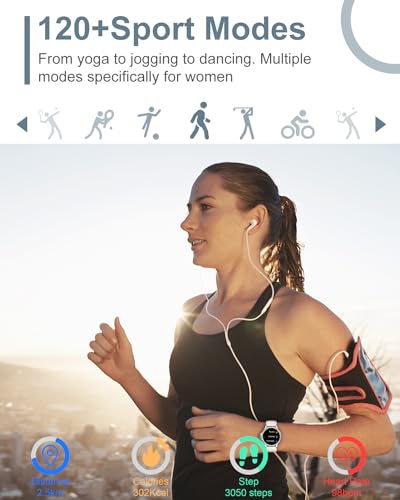 Image of Smart Watches for Women(Answer /Make Calls) with Diamonds, 1.3 inch HD Bluetooth Smart Watch for Android iOS Phones, IP68 Waterproof Fitness Activity Trackers Smartwatch with Heart Rate /SpO2 /Sleep Monitor