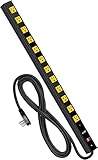 Digital Energy 12 Outlet Heavy Duty Metal Workshop 25 Ft Long Power Strip Extension Cord 2800 Joules...