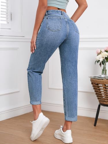Image of Aahwan Women's & Girl's Solid High Waist Mom Fit High Rise Jeans