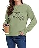 DINGJIUYAN Black Sweatshirt Women Yes I am Cold ME 24:7 Sweatshirt Fall Winter Letters Print Graphic Tops Pullover Solid Sweatshirt #1
