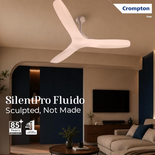 Image of Crompton Silent Pro Fluido Wave 1200mm iOT BLDC Ceiling Fan | Luxury Design | Wi-Fi, Bluetooth & Remote | Alexa & Ok Google | Fine Speed Tuning | Low Noise | 4 Year Brand Warranty | Cinnamon Blush