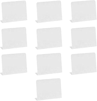 10 Pack Mini Chalkboard Desktop Sign L-Shaped Chalkboard Buffet Tags PVC Erasable Display Board Price Tag for Weddings Birthday Parties White