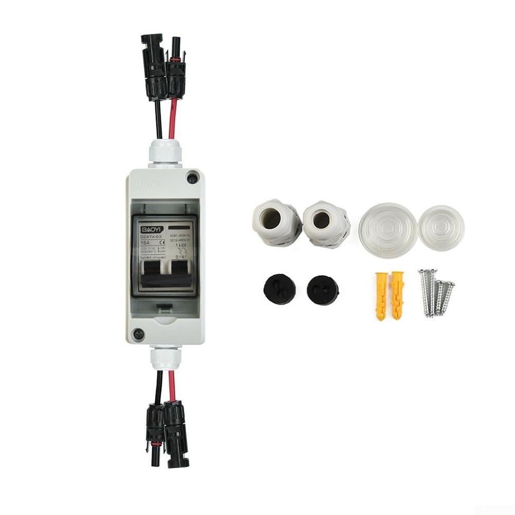 PV Isolator Switch 30A DC/AC IP65 Waterproof Disconnect Circuit Breaker for Solar Panels, Photovoltaic Systems, RV, Electric Vehicle and UPS Battery Protection, IEC60898 Standard 2 Pole(16A)