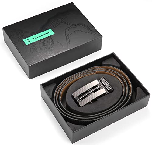 Marino Men’s Genuine Leather Ratchet Dress Belt With Automatic Buckle, Trim to Fit Enclosed in an Elegant Gift Box - Colossal Panel - Deep Charcoal - Adjustable from 38" to 54" Waist - Thumbnail 6