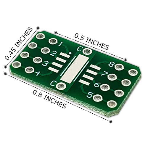 ââ‚¬â€œ SOIC-8 1.27mm SMD to 8-Pin DIP Breakout PCB Prototyping Board with Local Common Pad ââ‚¬â€œ Extra 0603/0805 SMT Pin-to-GND and Pin-to-Pin Solder Pads on All Pins ââ‚¬â€œ 10 Pieces