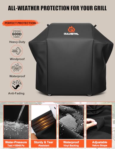 Image of QuliMetal 58 Inch BBQ Gas Grill Cover for 3-5 Burners Outdoor Grill | 600D Waterproof BBQ Cover for Weber Genesis II,LX 300 & Genesis 300 Series and Charbroil,Nexgrill,etc,Compared to Weber 7130