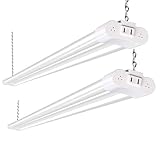 Hykolity 2 Pack 4FT Linkable LED Shop Light for Garage, 4400lm, 4FT 42W Utility Light Fixture, 5000K Daylight LED Workbench Light with Plug, Hanging or Surface Mount, White - ETL