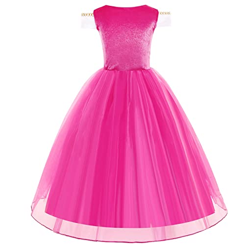 Mooedcoe Pink Princess Dresses For Girls Toddler Costume Dress Up With Accessories Cosplay Party For Kid 2-8 Years Old #TOP1